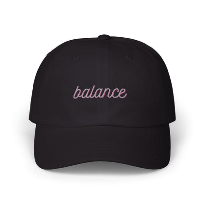 "Balance" Pink Script Embroidered Hat