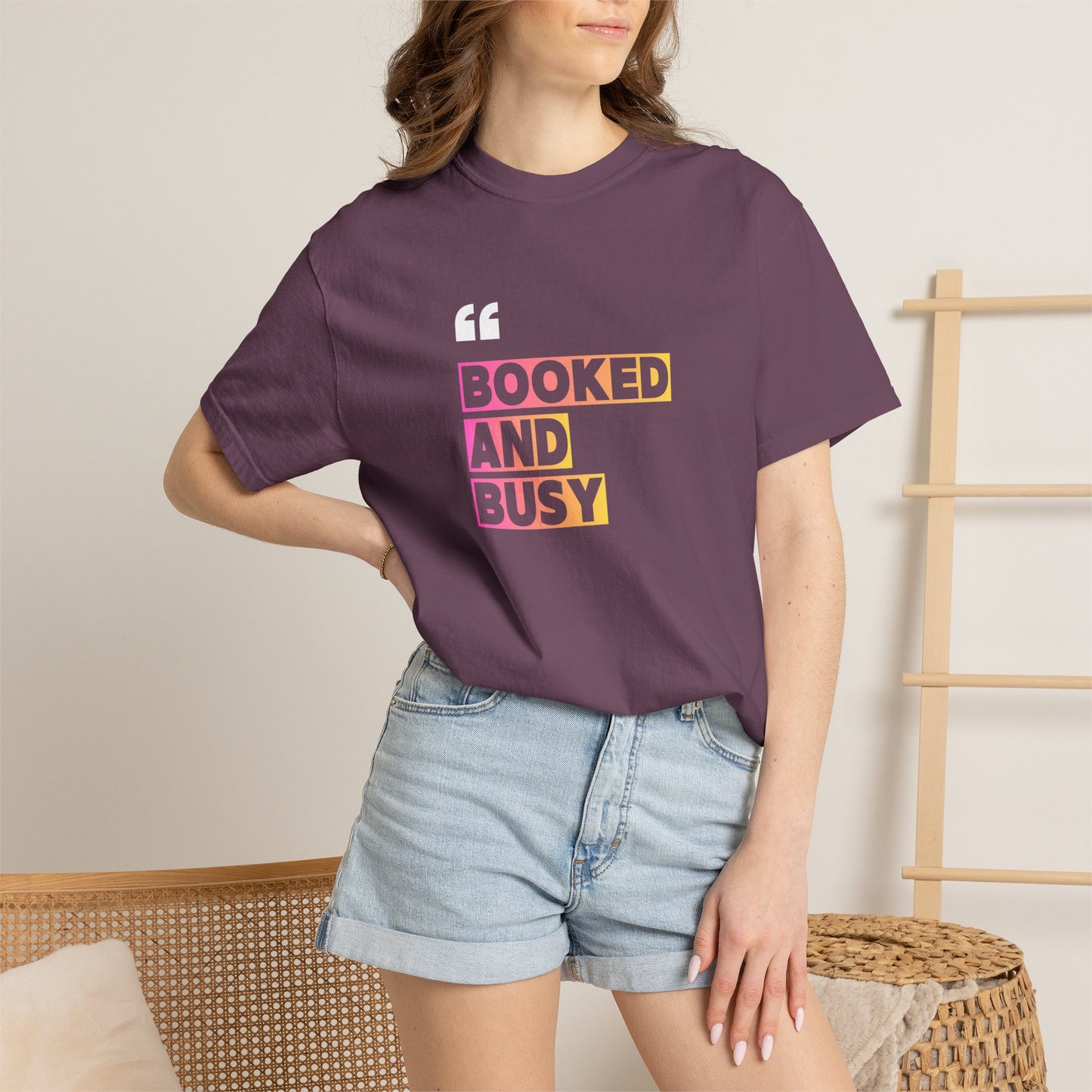 Booked and Busy Graphic Cotton Tee for Book Lovers