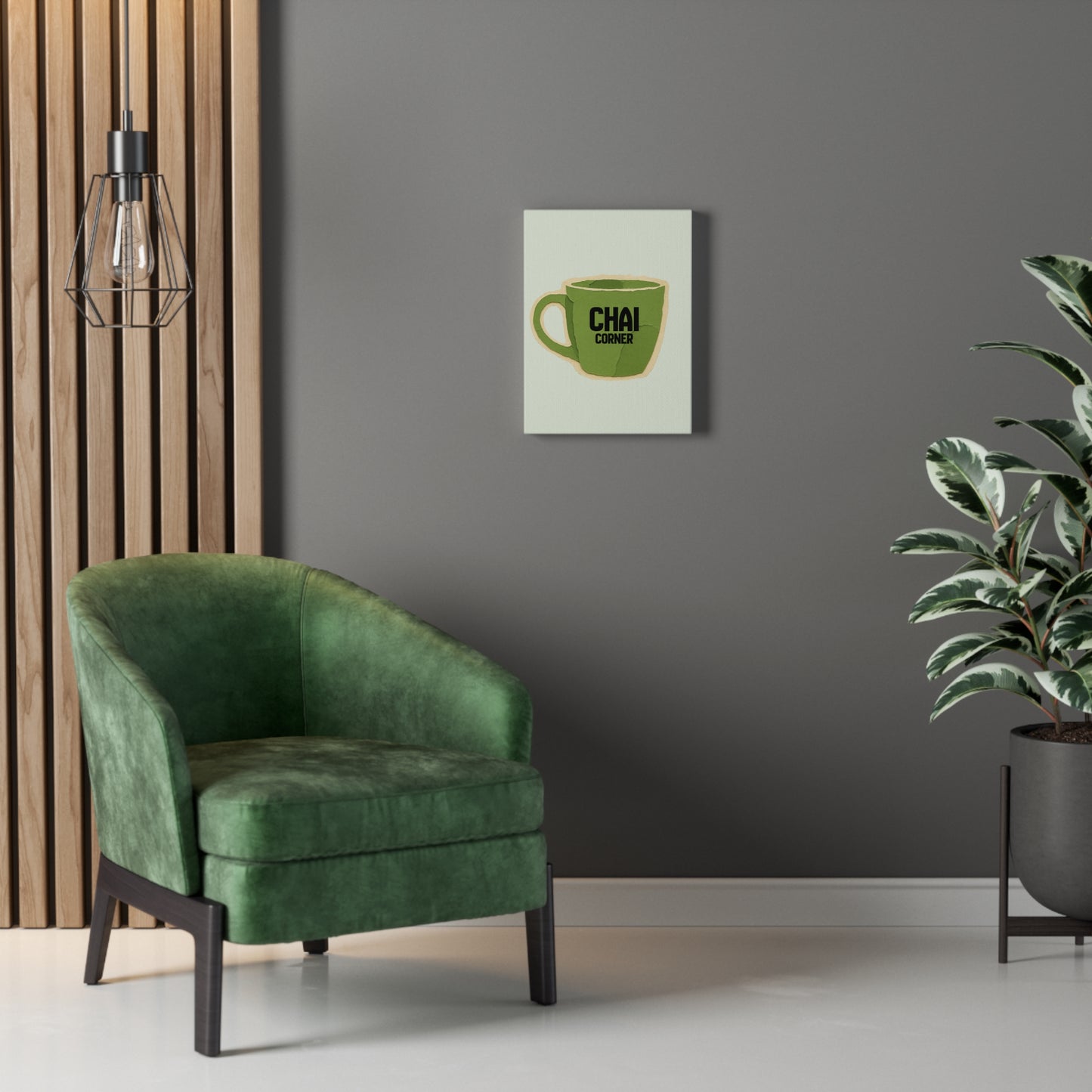 Chai Corner Canvas Art Green Wall Decor