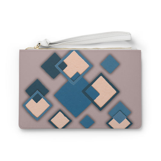 Geometric Blue Square Clutch Bag