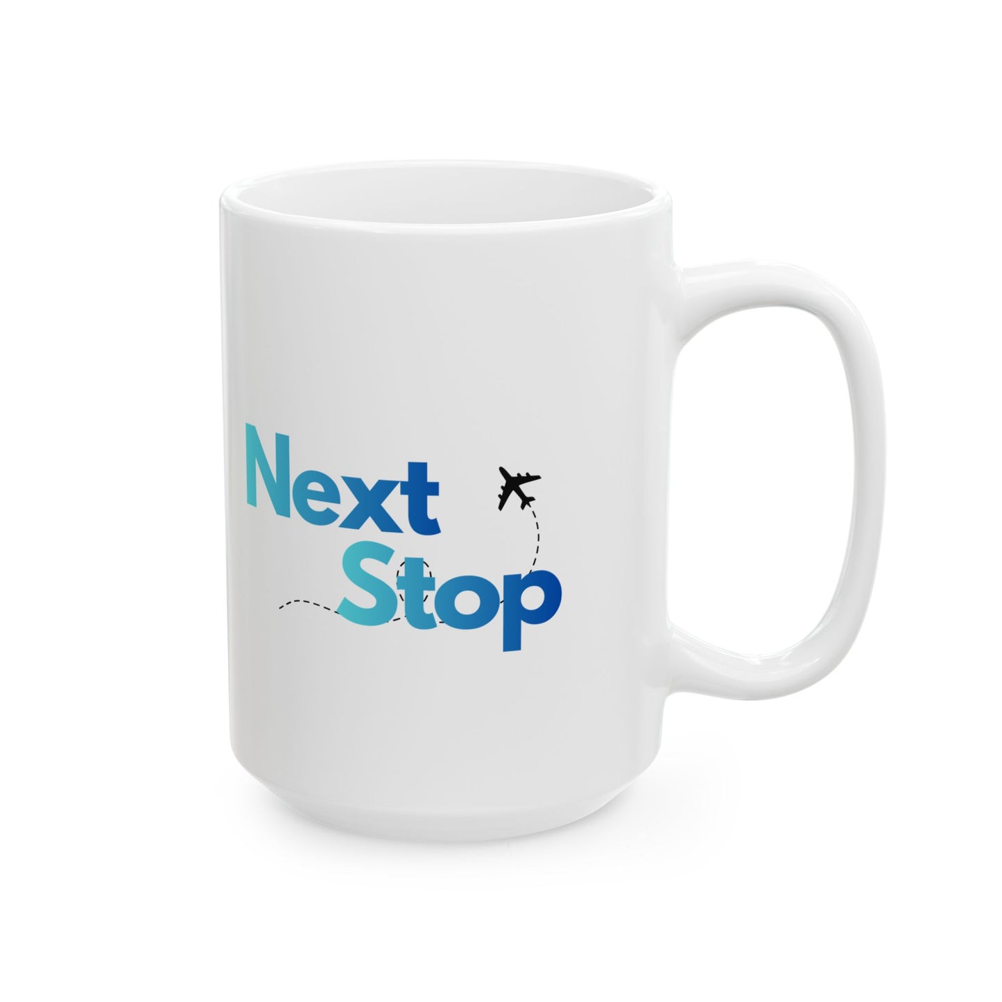 Next Stop Travel Ceramic Coffee Mug Gradient Blue (11oz, 15oz)