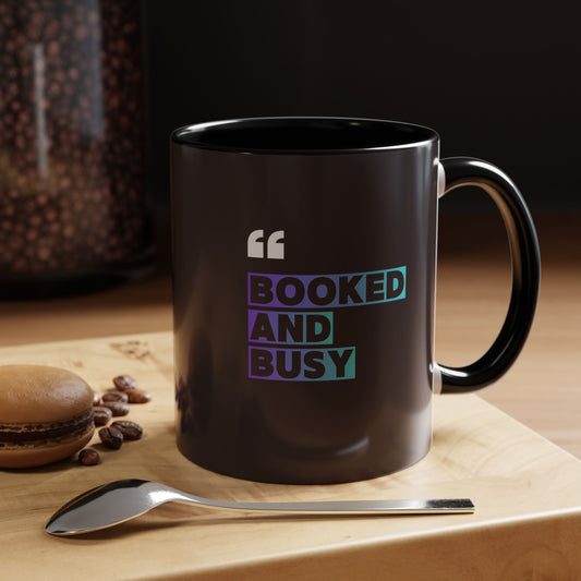 Booked and Busy Accent Coffee Mug — 11/15oz
