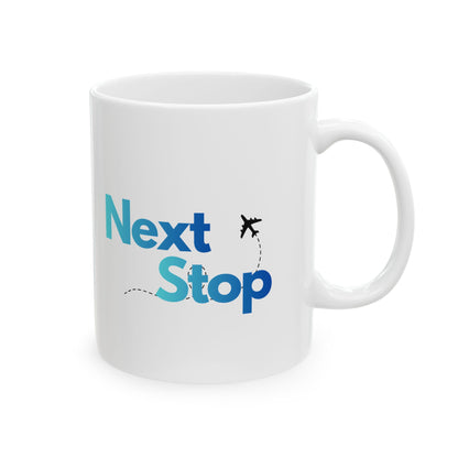 Next Stop Travel Ceramic Coffee Mug Gradient Blue (11oz, 15oz)