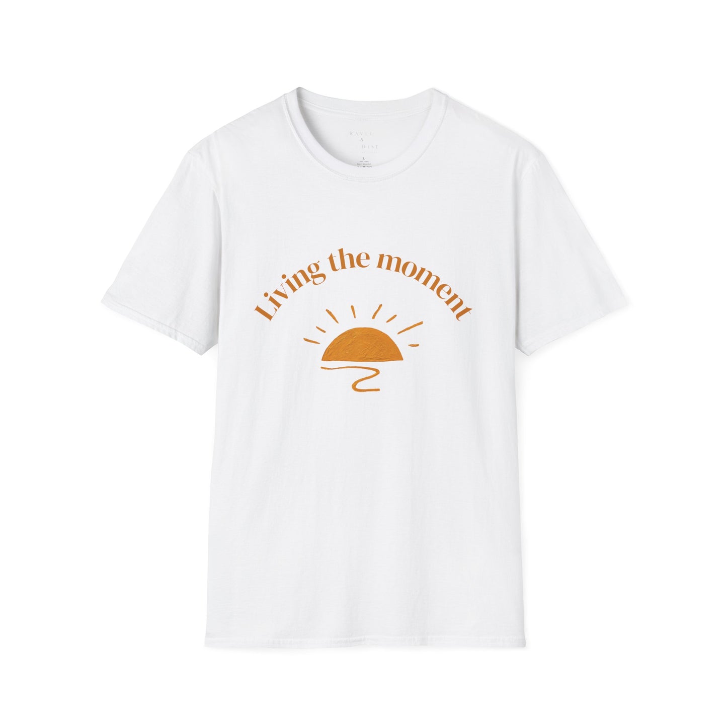 Living the Moment T-Shirt — Sun on the back, Beach Relaxed Tee