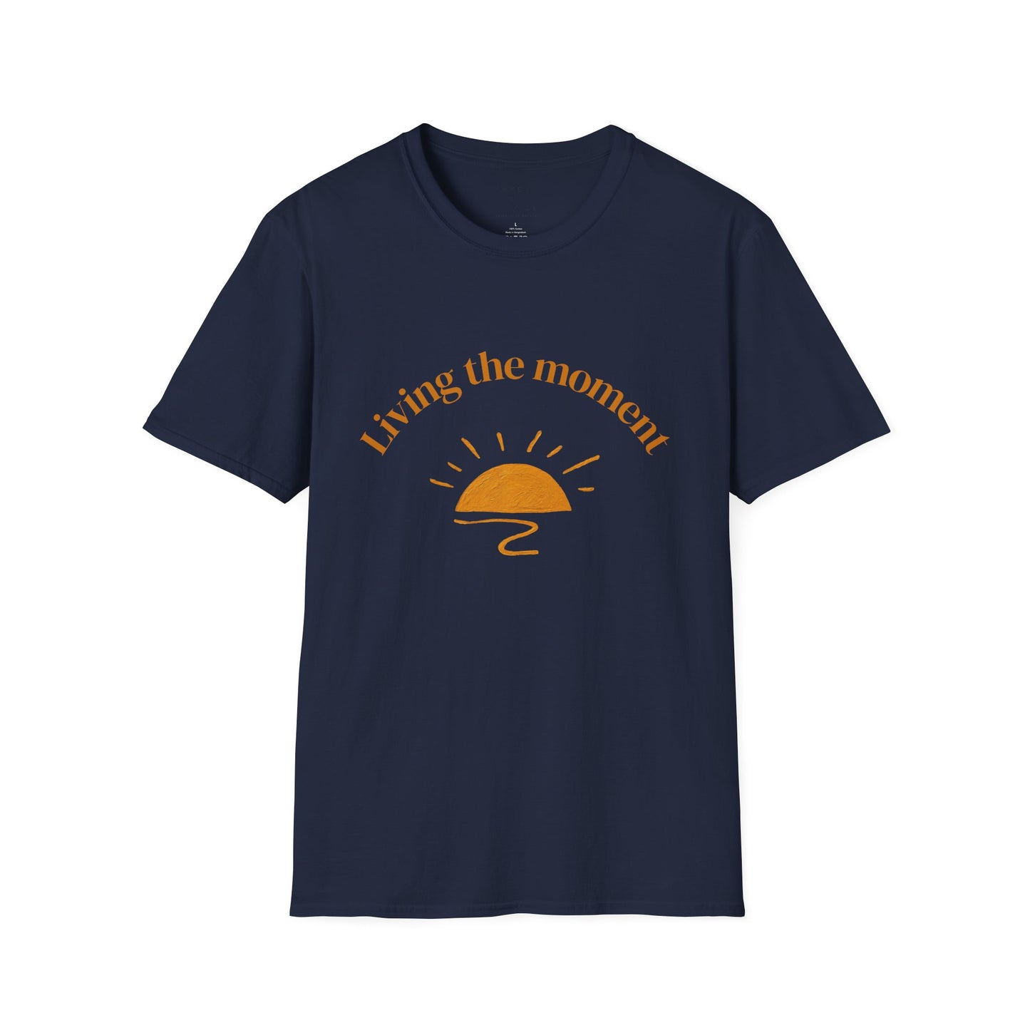 Living the Moment T-Shirt — Sun on the back, Beach Relaxed Tee