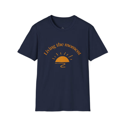 Living the Moment T-Shirt — Sun on the back, Beach Relaxed Tee