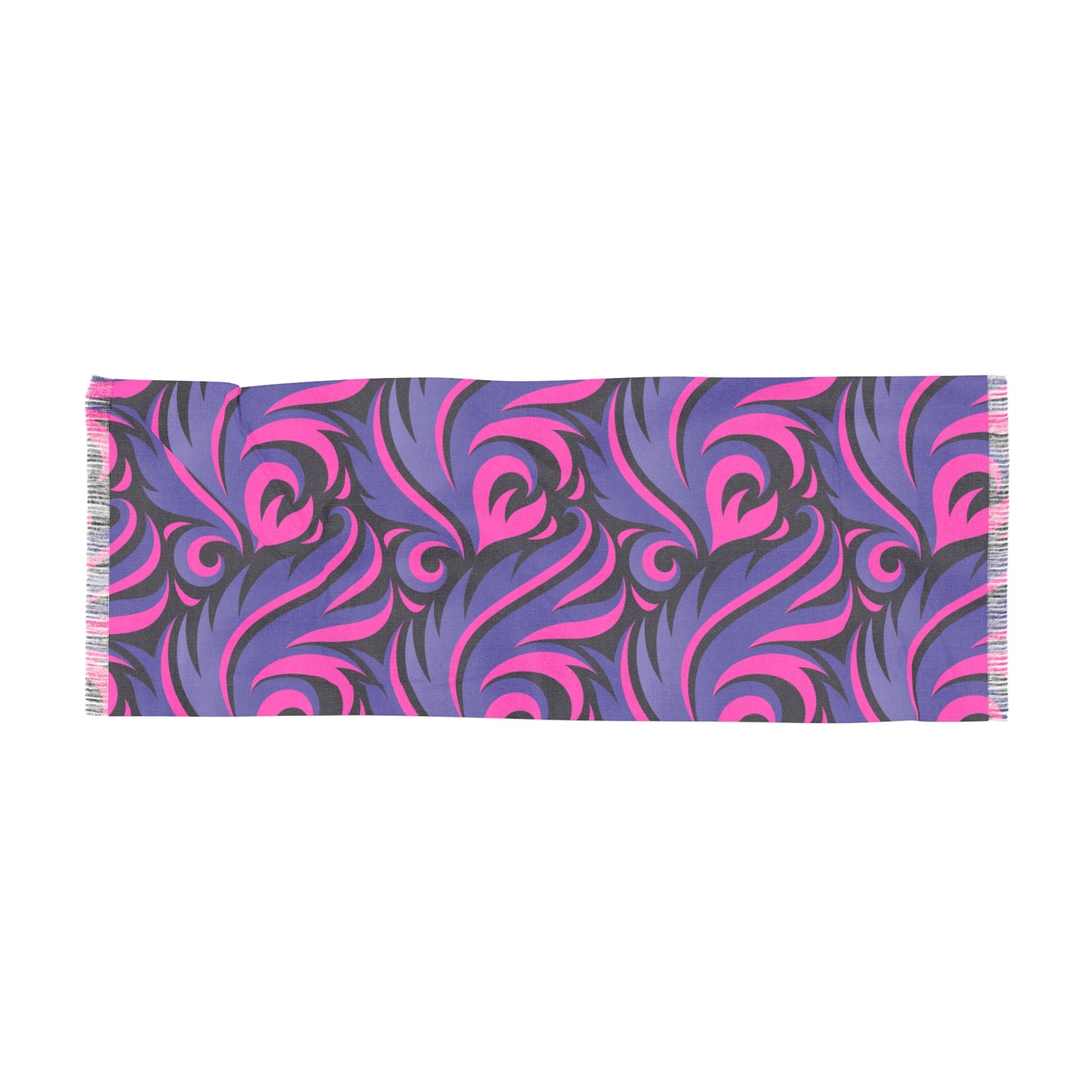 Abstract Swirl Pink & Purple Feathered Pattern Scarf