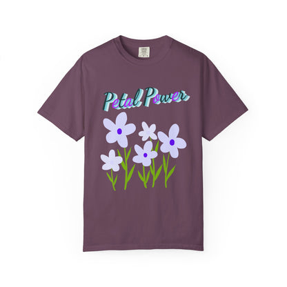 Petal Power T-Shirt — Floral Graphic Tee with Purple Flowers