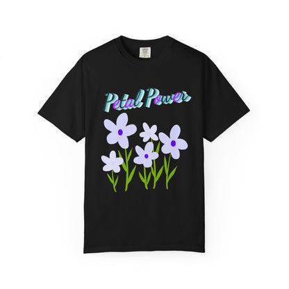 Petal Power T-Shirt — Floral Graphic Tee with Purple Flowers
