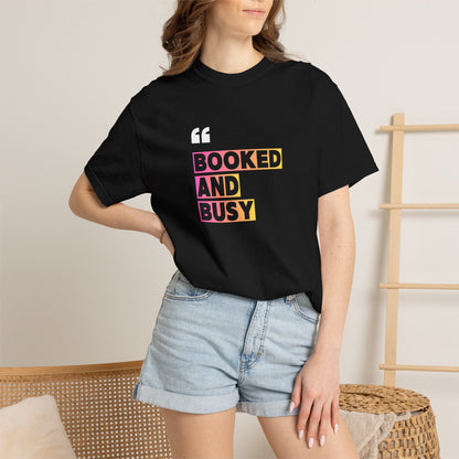 Booked and Busy Graphic Cotton Tee for Book Lovers