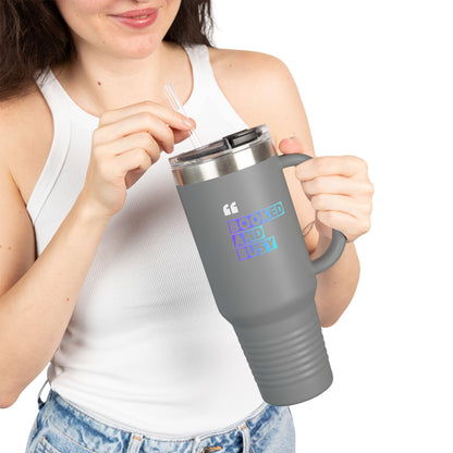 40oz Insulated Travel Mug - "Booked and Busy" Holographic Design