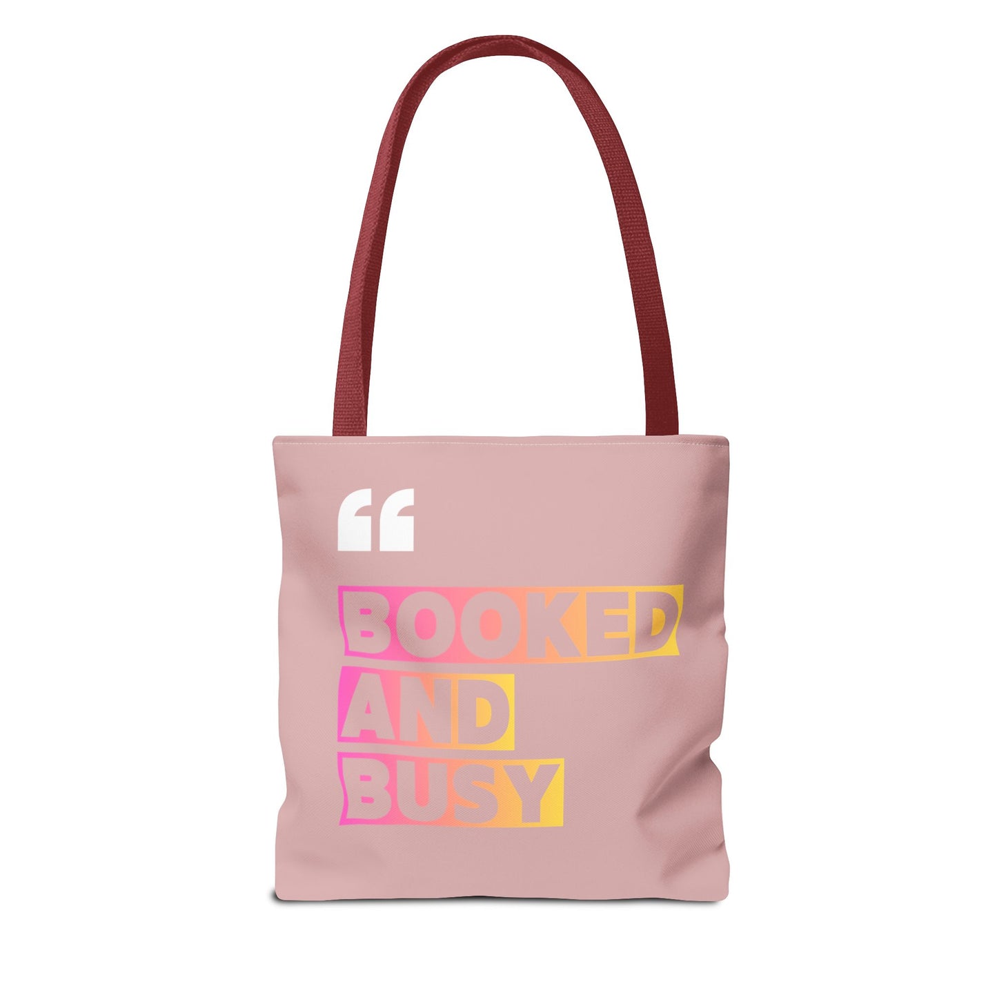 Booked and Busy Pink Tote Bag Cute Quote Book Lover Carryall