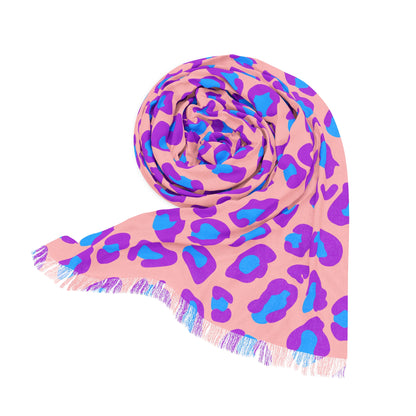 Pastel Leopard Lightweight Scarf — Pink & Blue Animal Print Fashion Scarf