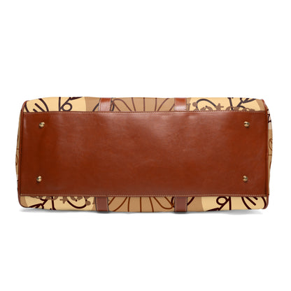 Waterproof Travel Bag – Brown Retro Bloom Duffle