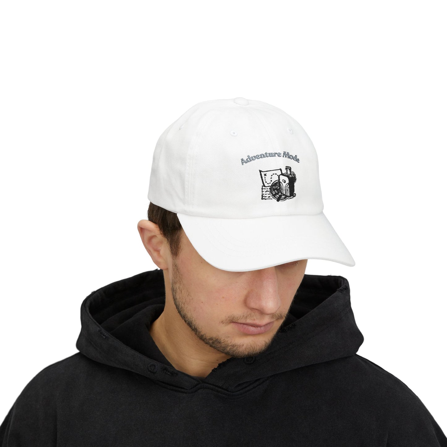 Adventure Mode Dad Cap – Vintage Camera & Map Embroidered Hat
