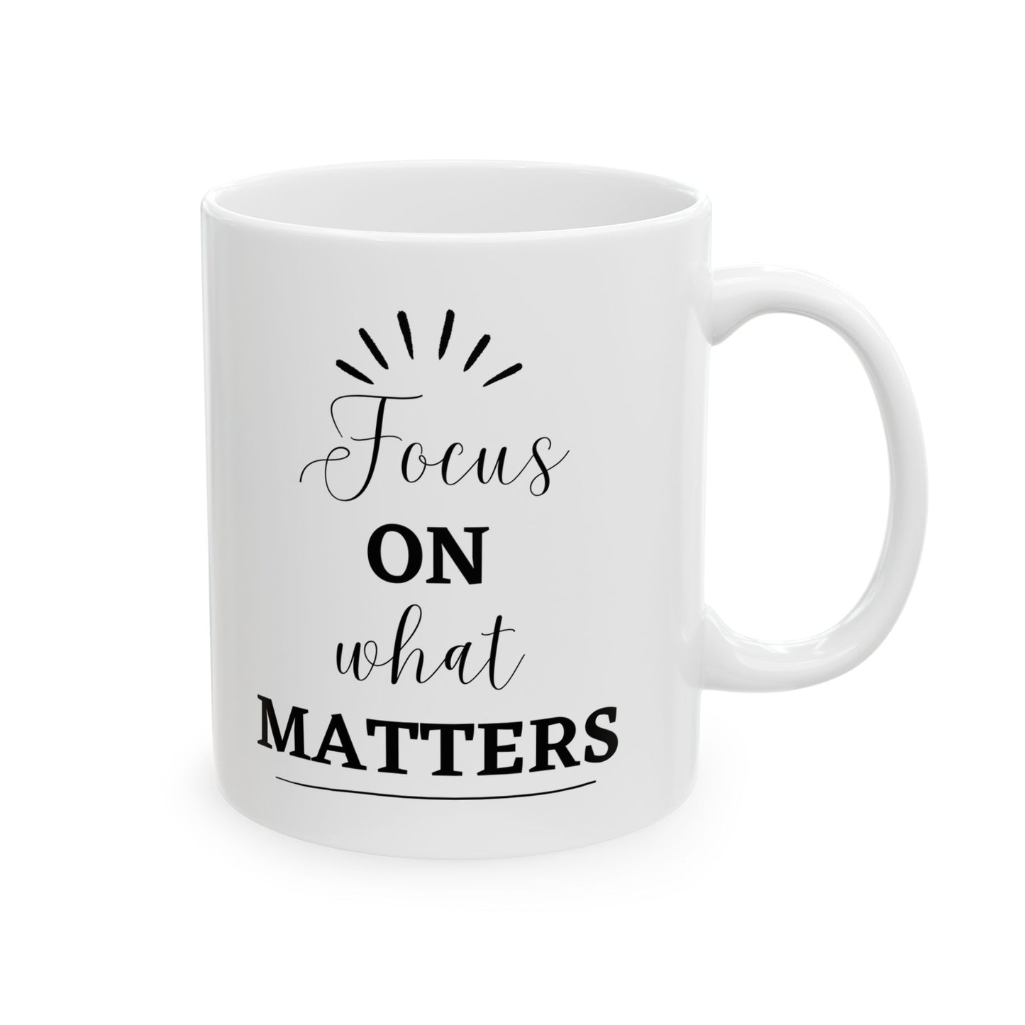 Focus on What matters Inspirational Ceramic Coffee Mug (11oz/15oz)