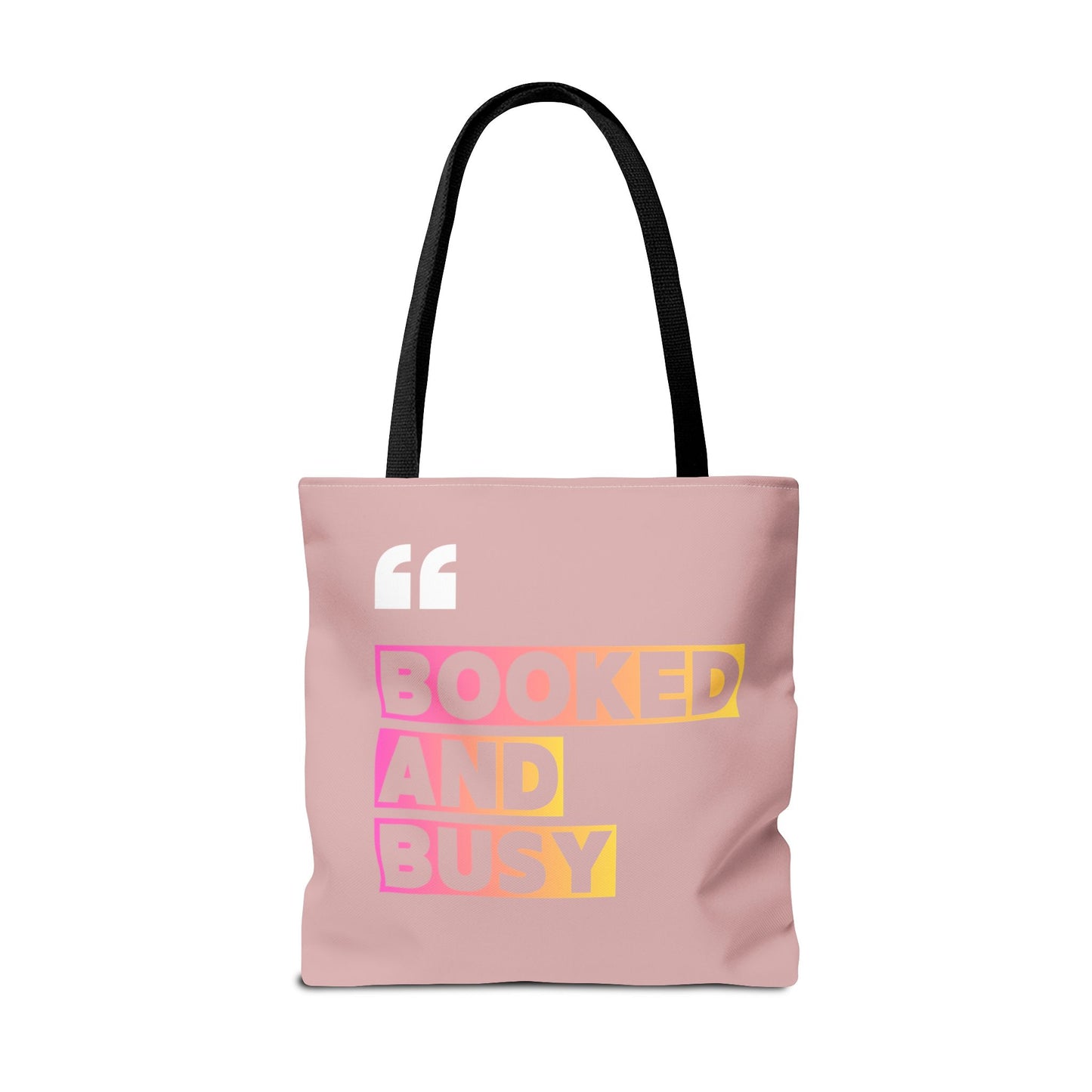 Booked and Busy Pink Tote Bag Cute Quote Book Lover Carryall
