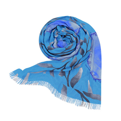 Blue Floral Lightweight Spring/Summer Wrap Scarf