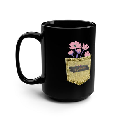 Floral Pocket Black Mug