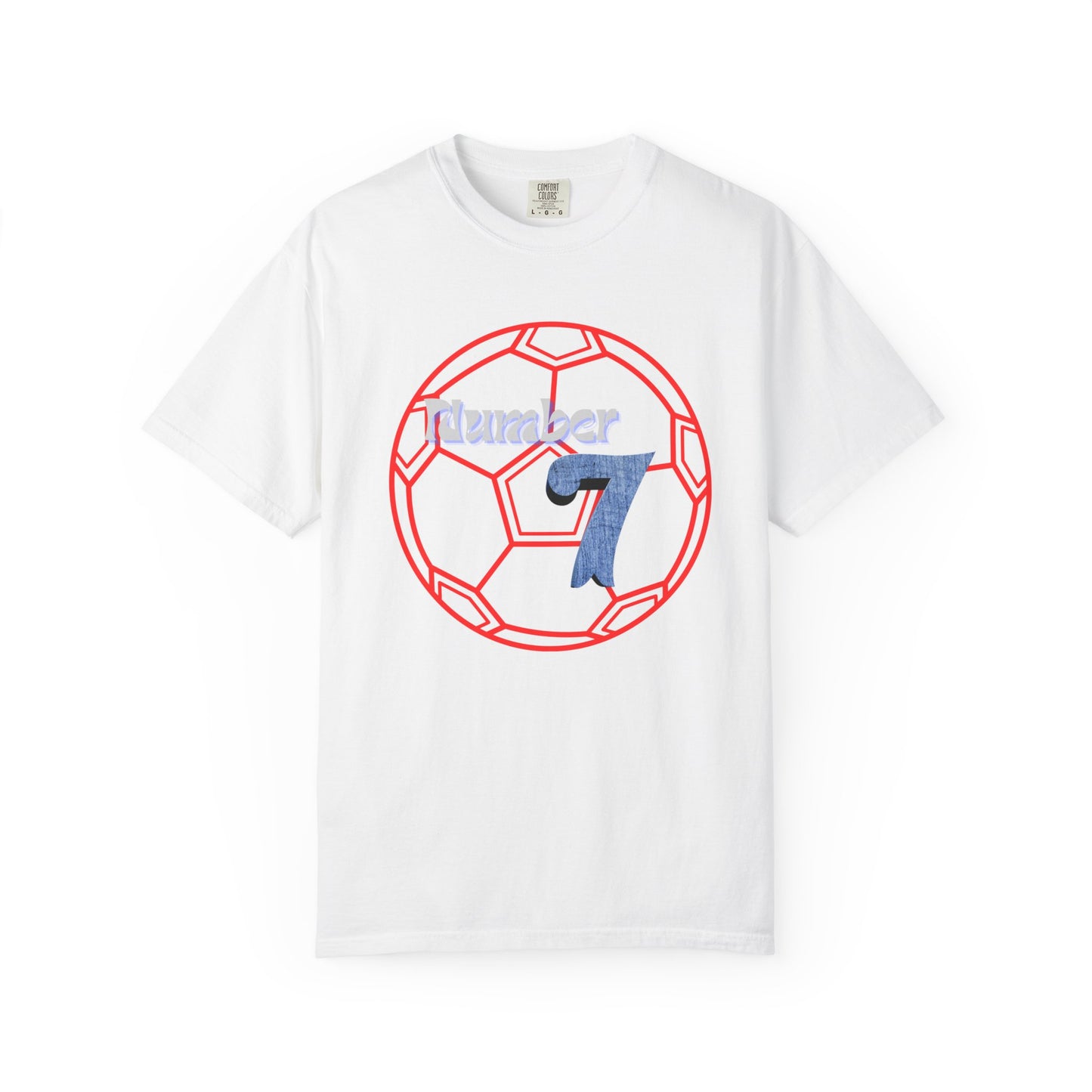 Soccer Number 7 Vintage Red Ball Graphic T-Shirt