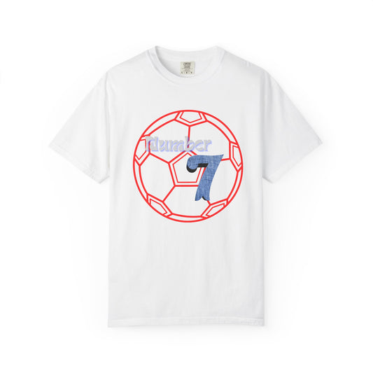 Soccer Number 7 Vintage Red Ball Graphic T-Shirt