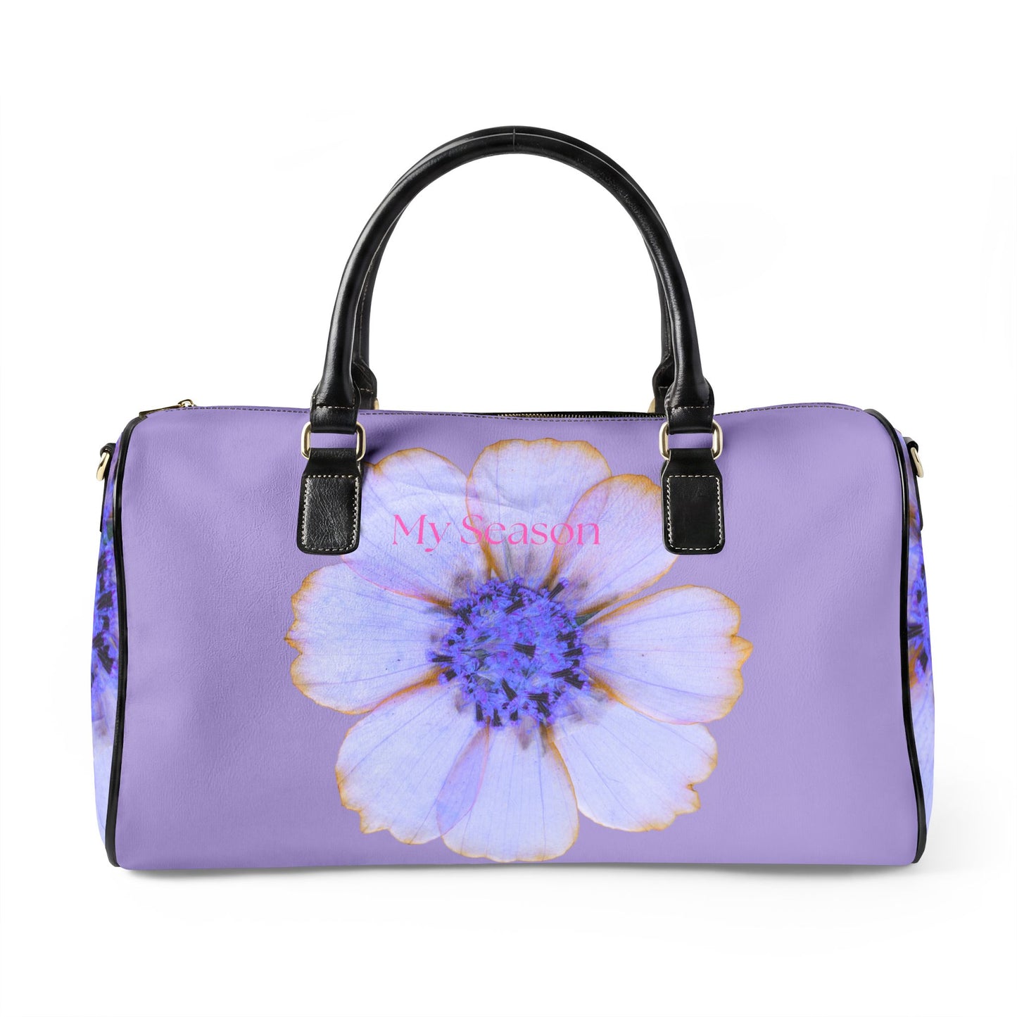 Lavender Floral Leather Travel Bag –Duffel