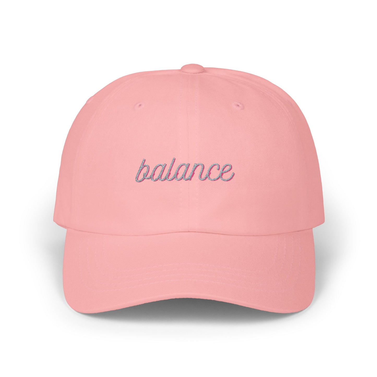 "Balance" Pink Script Embroidered Hat