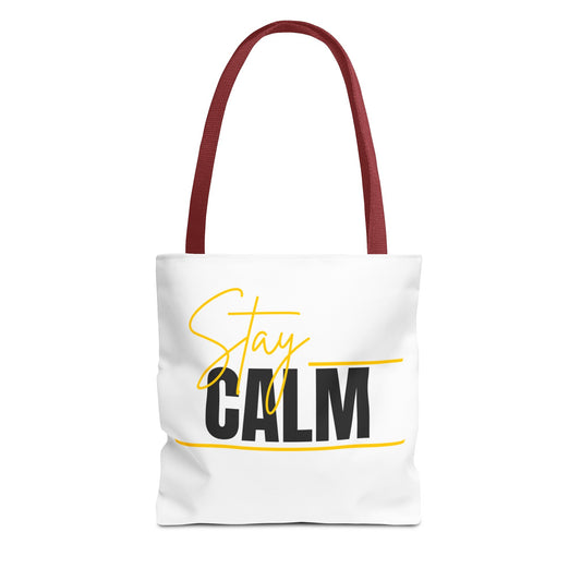 Stay Calm Tote Bag Motivational Printed Canvas Tote