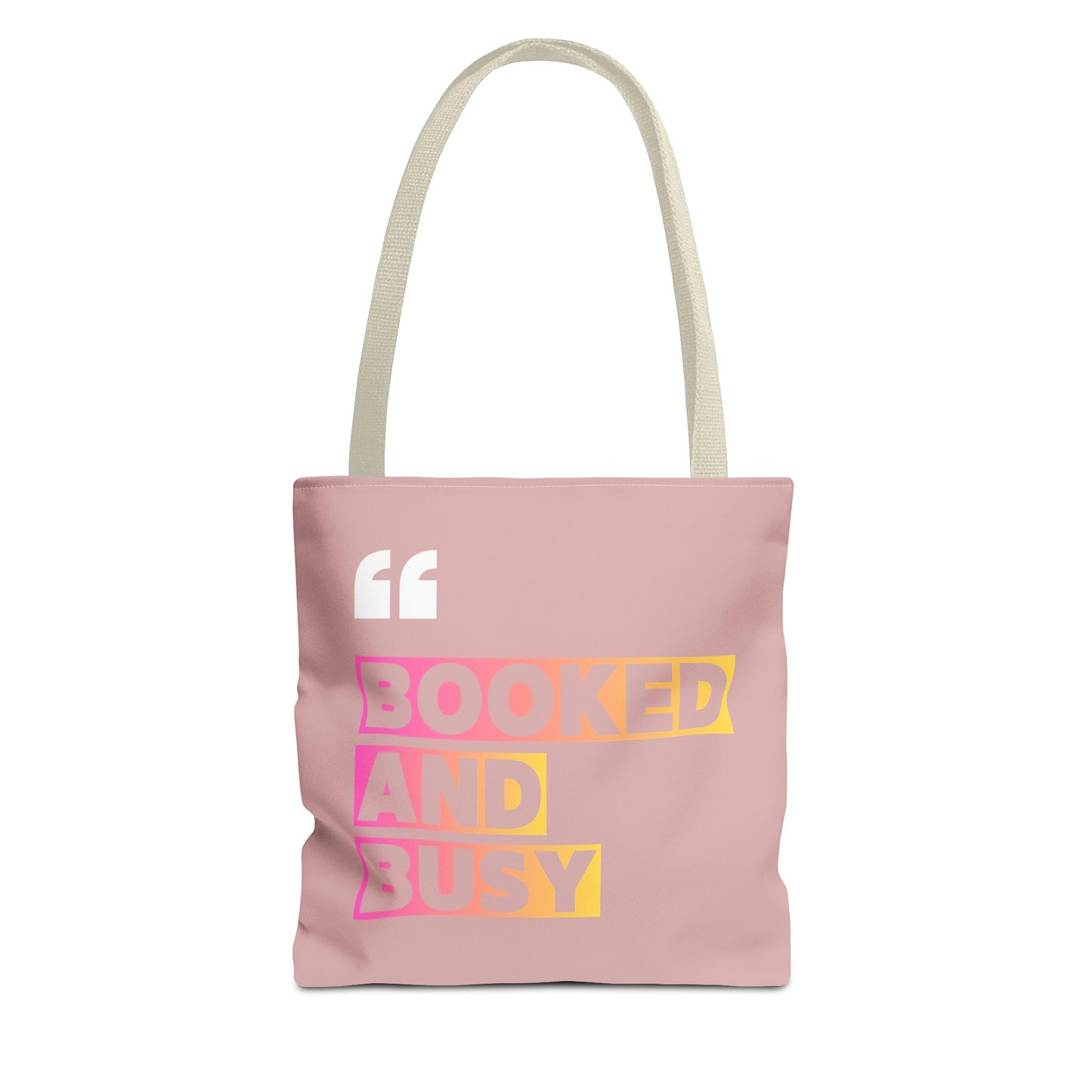 Booked and Busy Pink Tote Bag Cute Quote Book Lover Carryall