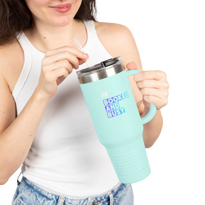 40oz Insulated Travel Mug - "Booked and Busy" Holographic Design