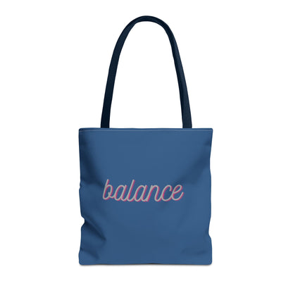 Blue Script ‘balance’ Canvas Tote for Everyday Mindfulness