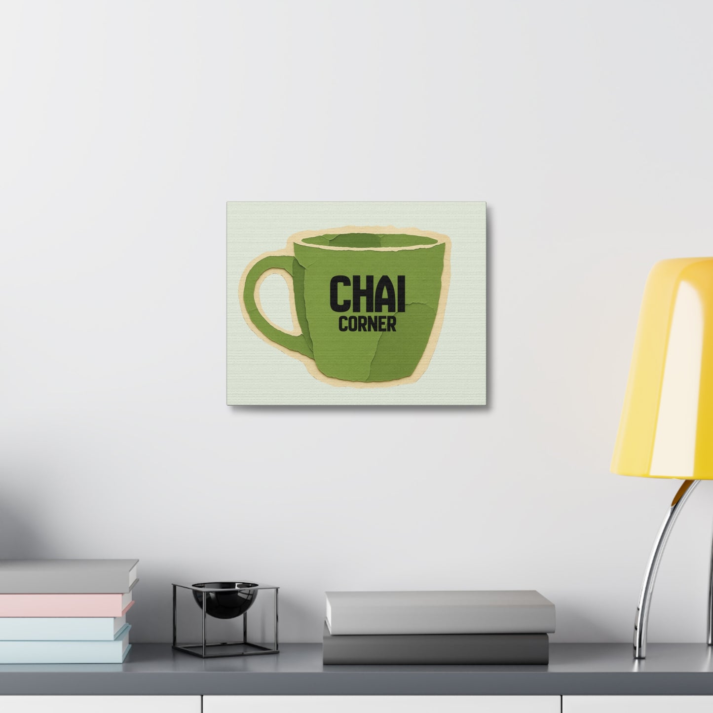 Chai Corner Canvas Art Green Wall Decor