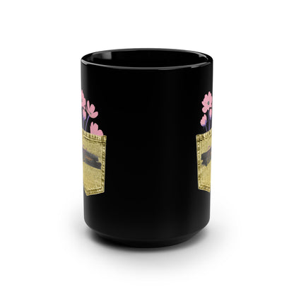 Floral Pocket Black Mug