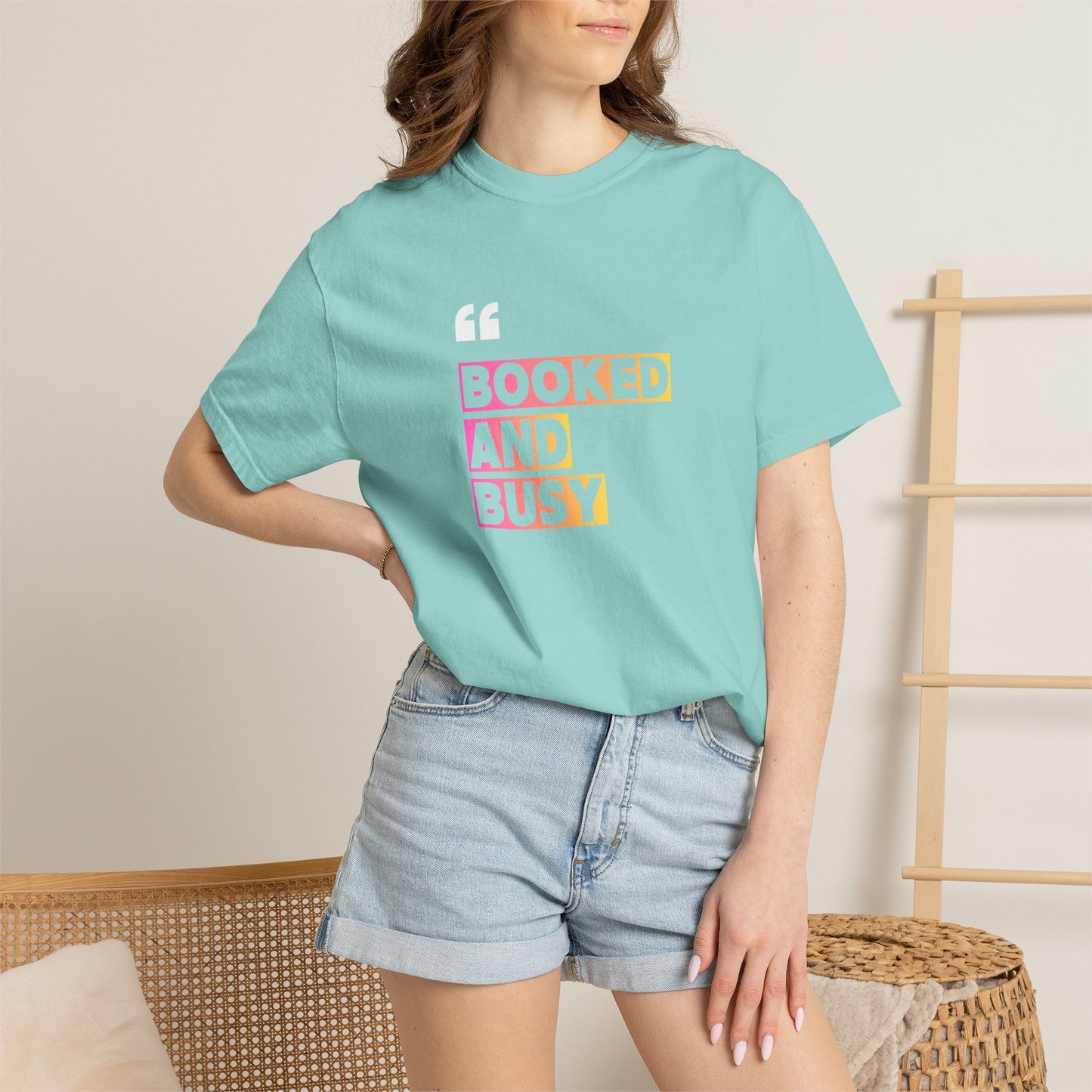 Booked and Busy Graphic Cotton Tee for Book Lovers