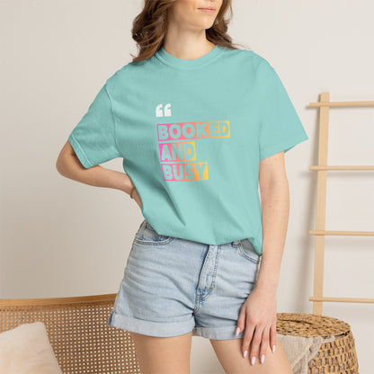 Booked and Busy Graphic Cotton Tee for Book Lovers
