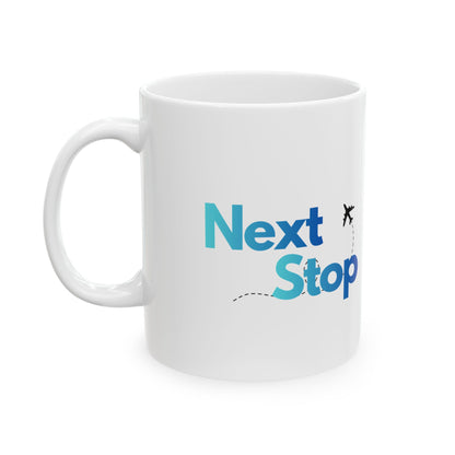 Next Stop Travel Ceramic Coffee Mug Gradient Blue (11oz, 15oz)