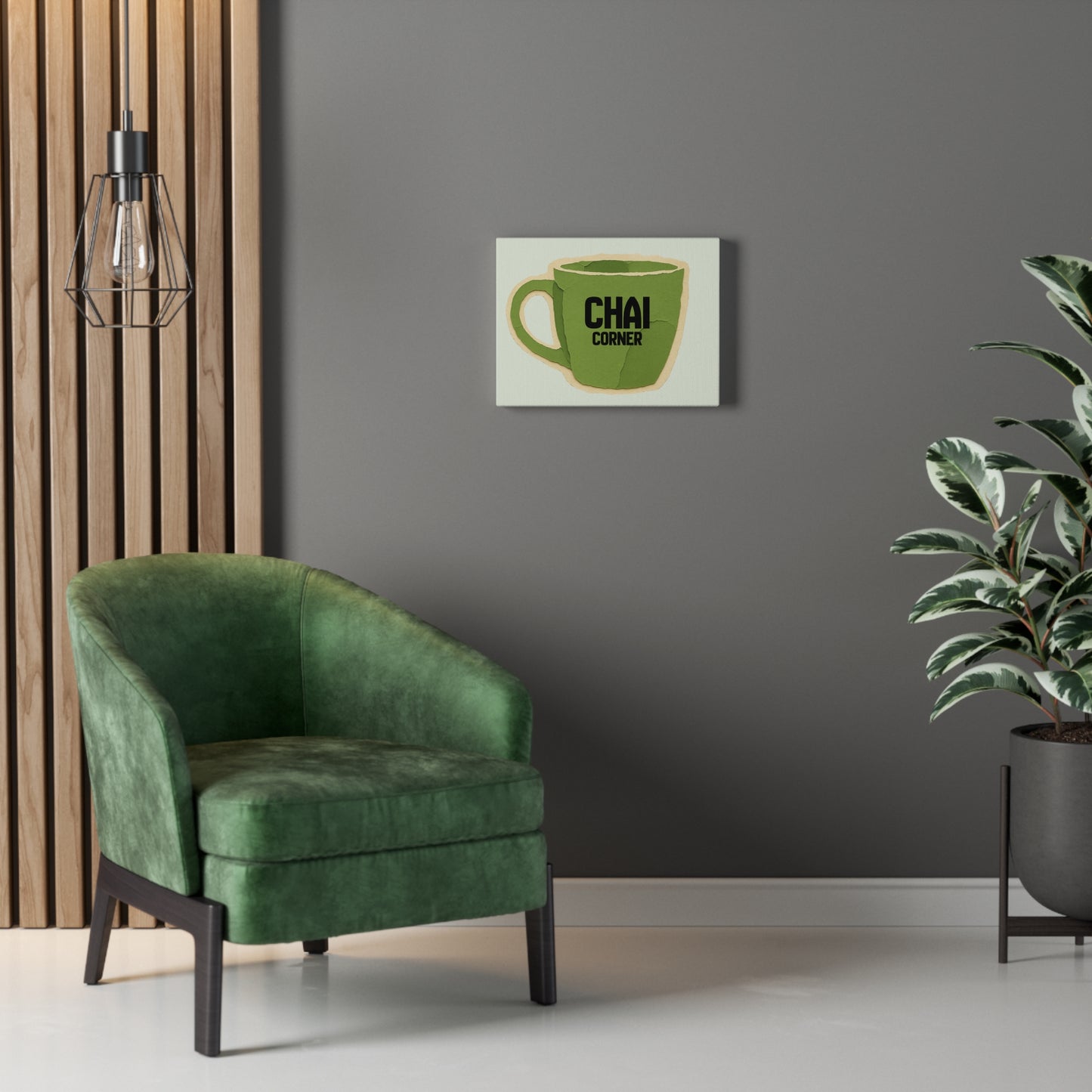 Chai Corner Canvas Art Green Wall Decor