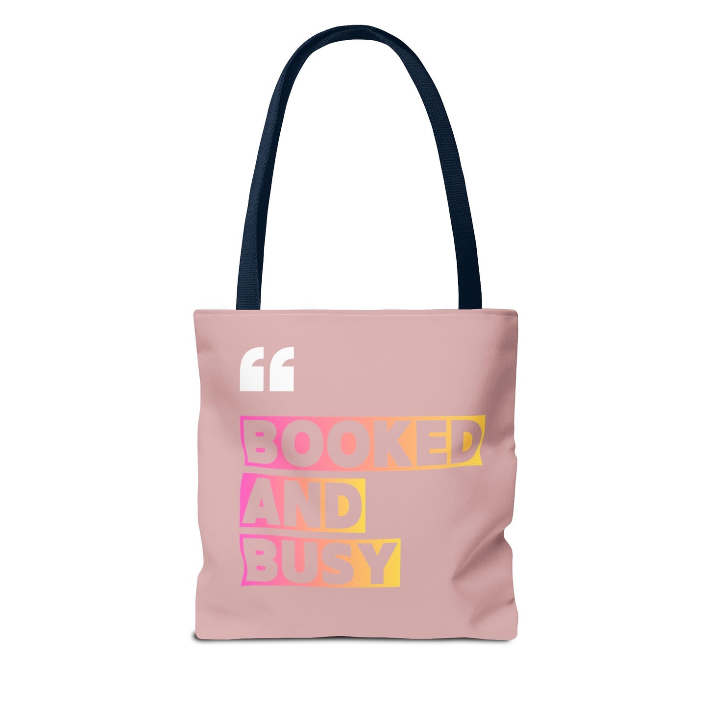 Booked and Busy Pink Tote Bag Cute Quote Book Lover Carryall