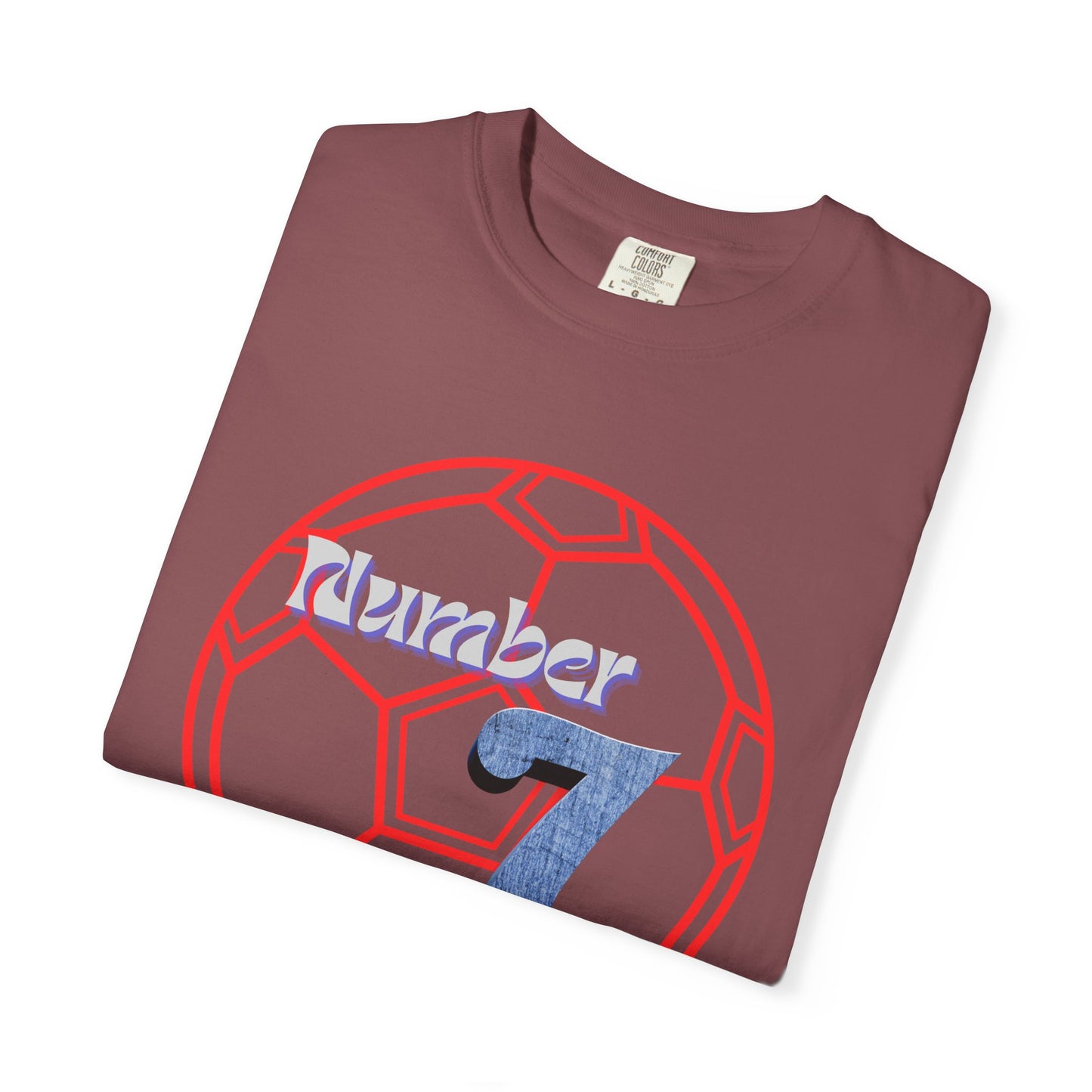 Soccer Number 7 Vintage Red Ball Graphic T-Shirt