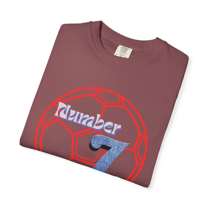 Soccer Number 7 Vintage Red Ball Graphic T-Shirt