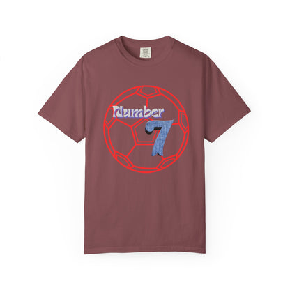 Soccer Number 7 Vintage Red Ball Graphic T-Shirt