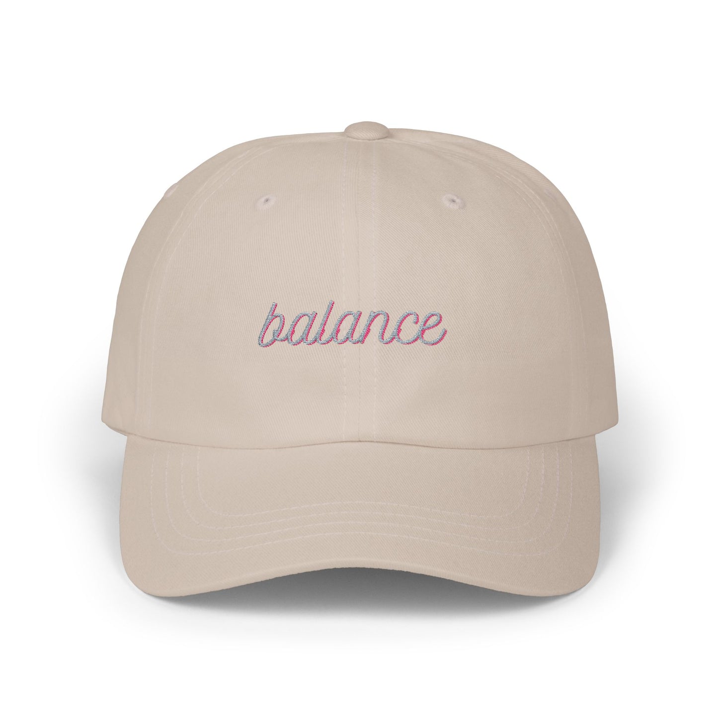 "Balance" Pink Script Embroidered Hat