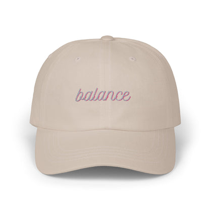 "Balance" Pink Script Embroidered Hat