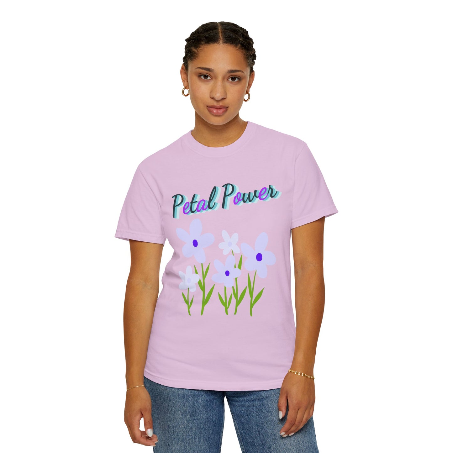 Petal Power T-Shirt — Floral Graphic Tee with Purple Flowers