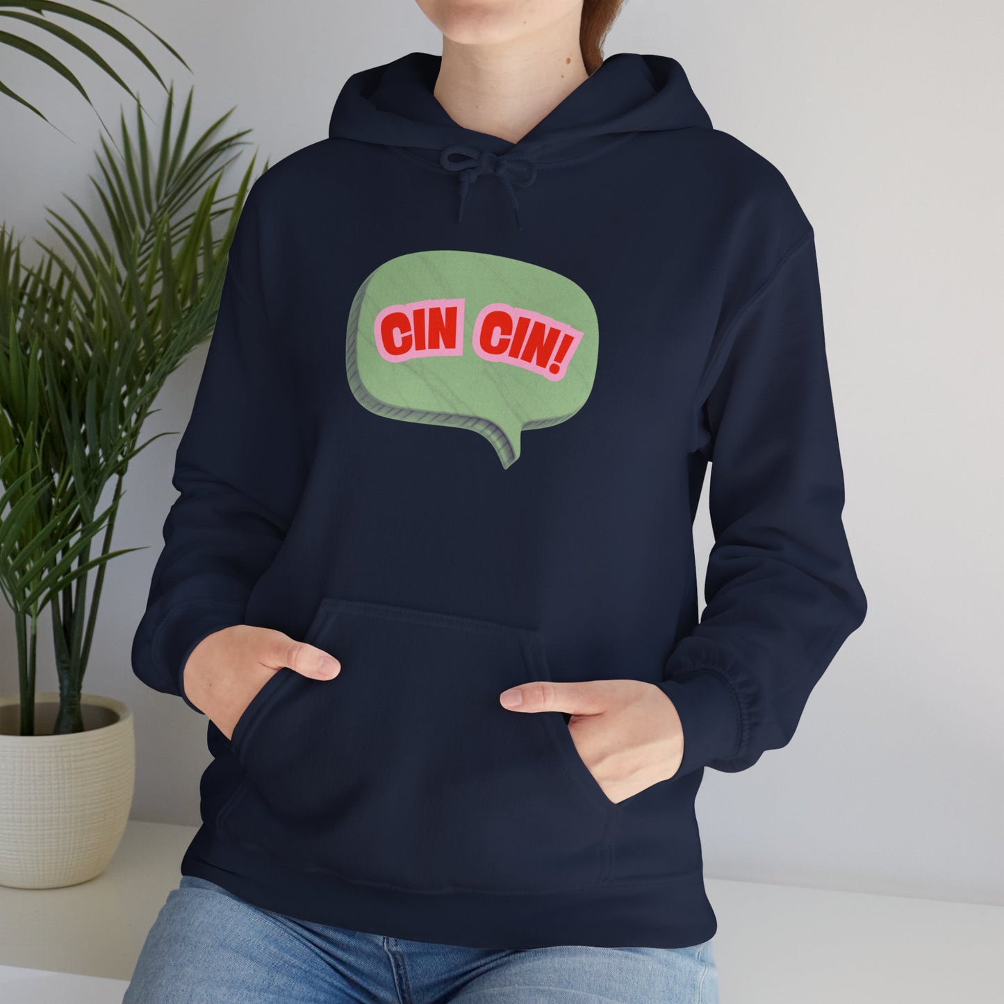 Cin Cin! Speech Bubble Hoodie Italian Cheers Graphic Sweatshirt