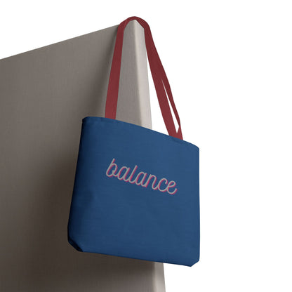 Blue Script ‘balance’ Canvas Tote for Everyday Mindfulness