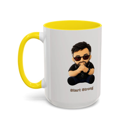 Accent Coffee Mug — 'Start Strong' Motivational Character Coffee Mug