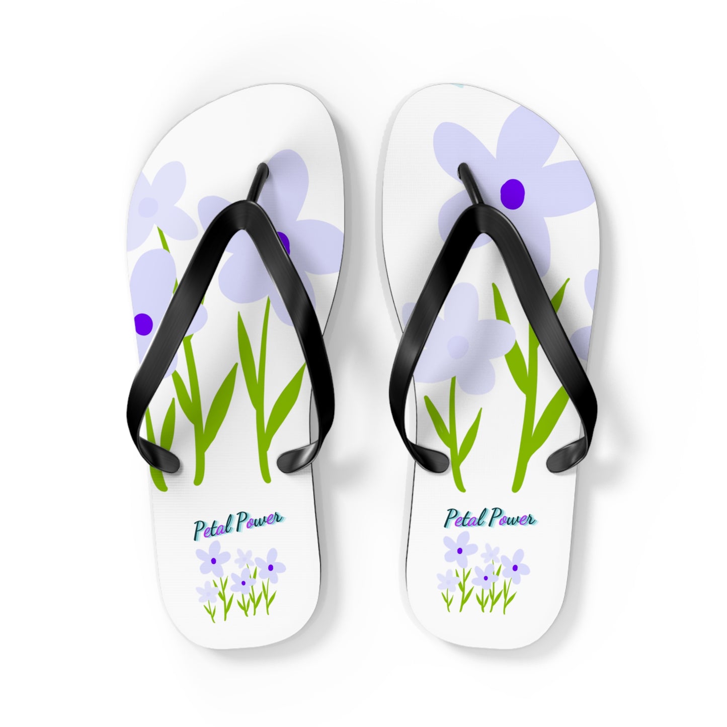 Floral Petal Power Flip Flops — Lavender Wildflower Beach Sandals