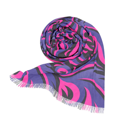 Abstract Swirl Pink & Purple Feathered Pattern Scarf
