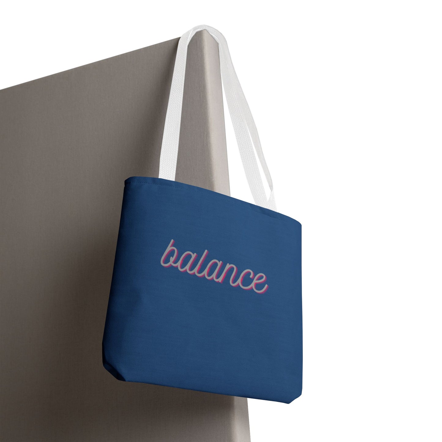 Blue Script ‘balance’ Canvas Tote for Everyday Mindfulness
